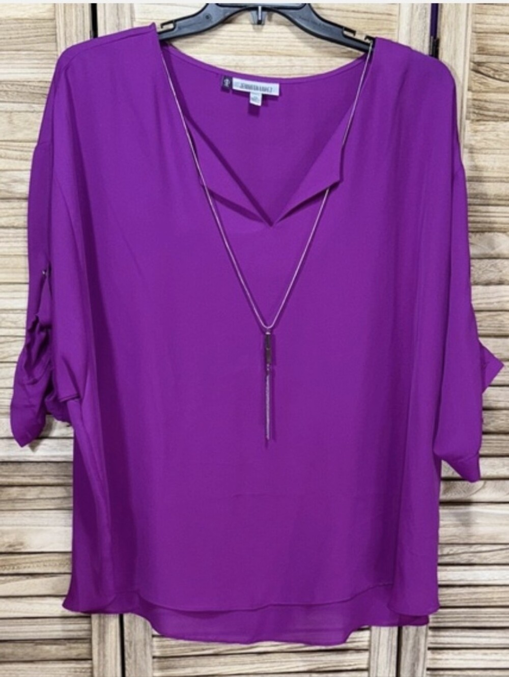 Jennifer Lopez Magenta V-Neck Tunic Top